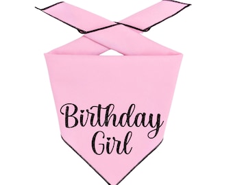 Birthday Girl Dog Bandana | Happy Birthday Dog Bandana | Tie on Bandana | Personalized | Pink Birthday Bandana | Dog Birthday Bandana