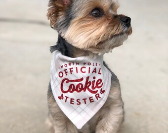 Christmas Dog Bandana |  Collar Bandana | Xmas Dog Bandana |  Holiday Bandana Flannel |  Cookie Tester
