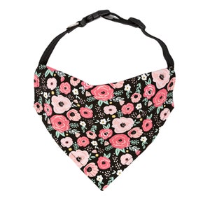 Floral Dog Bandana | Pink Dog Bandana | Dog Neckwear | Over the Collar Dog Bandana | Add Personalization for 1.95 (COLLAR NOT INCLUDED)