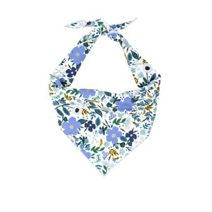 Flower Dog Bandana, Blue Flower, Wild Rose Dog Bandana, Tie Dog Bandana