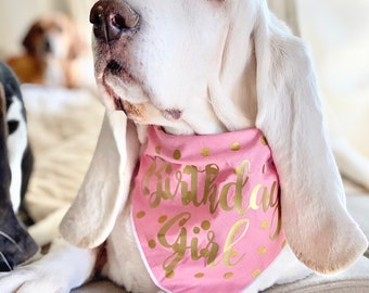 Birthday Girl Dog Bandana | Dog Birthday Tie Bandana | Pink Dog Birthday Bandana Girl