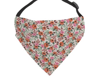 Pretty Rose Dog Bandana | Floral Over the Collar bandana | Flowers dog Bandana  | Floral Dog Bandana