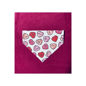 Valentine Dog Bandana, Conversation Hearts Dog Bandana, Over the Collar Dog Bandana | Valentines Day Dog Bandana,