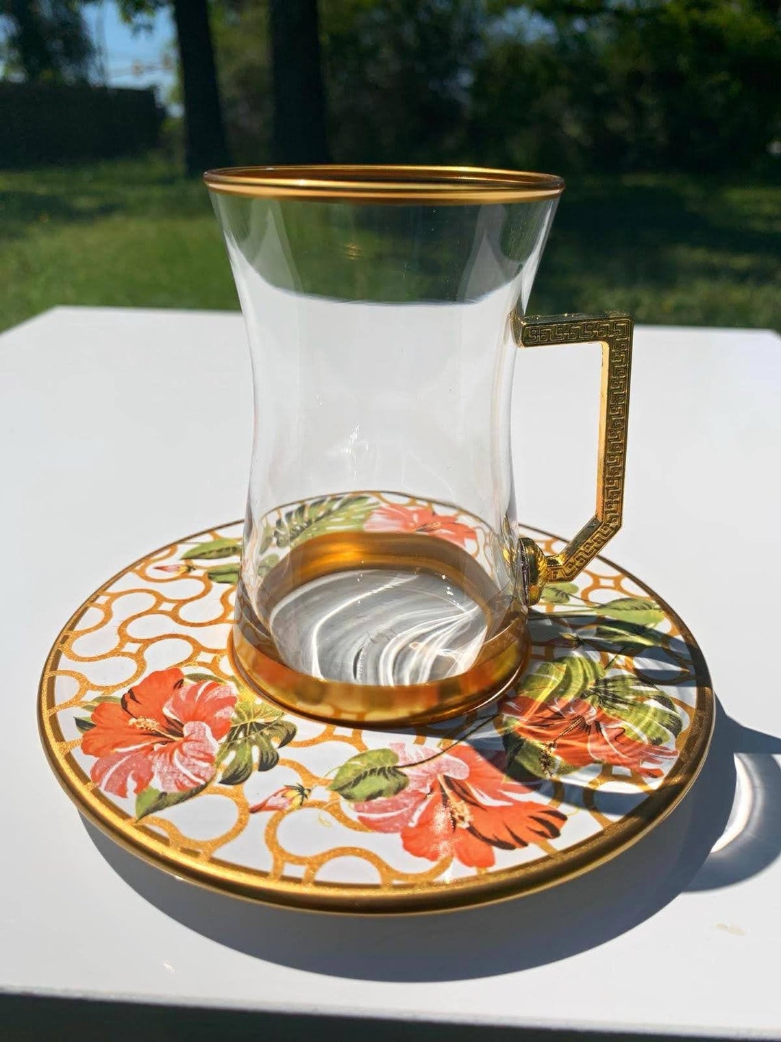 Arabic Tea Cup Tea Set with Floral Design Etsy