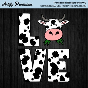 Cow PNG File | I Love Cows Png Design | Cow Farmer Shirt Design | Farmhouse Decor Design Png | Digital Download Print