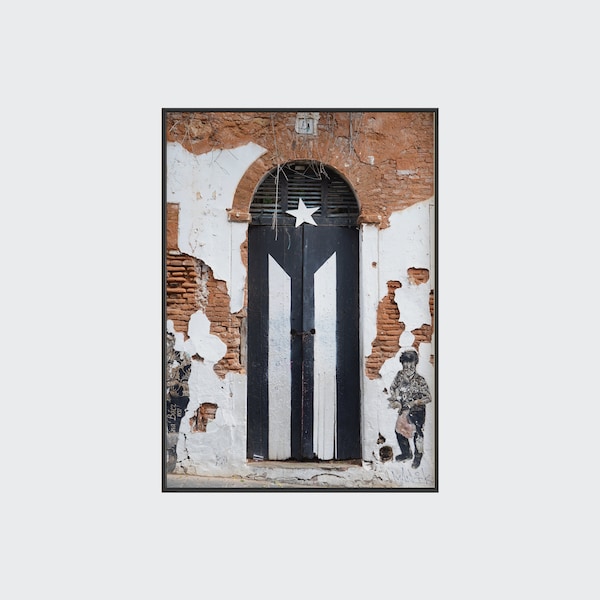 Puerto Rican Black Flag, Puerto Rico Wall Art, Puerto Rican Art, Puerto Rico Poster, Downloadable Art Prints, Digital Download
