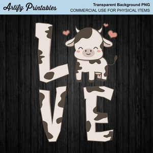 I Love Cow PNG File | Cows Png Design | Cow Farmer Shirt Design | Farmhouse Decor Design Png | Digital Download Print