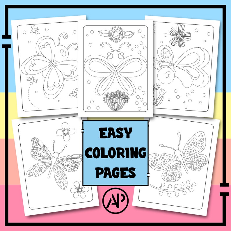 30 Simple Butterfly Coloring Pages for Adults and Kids, Printable