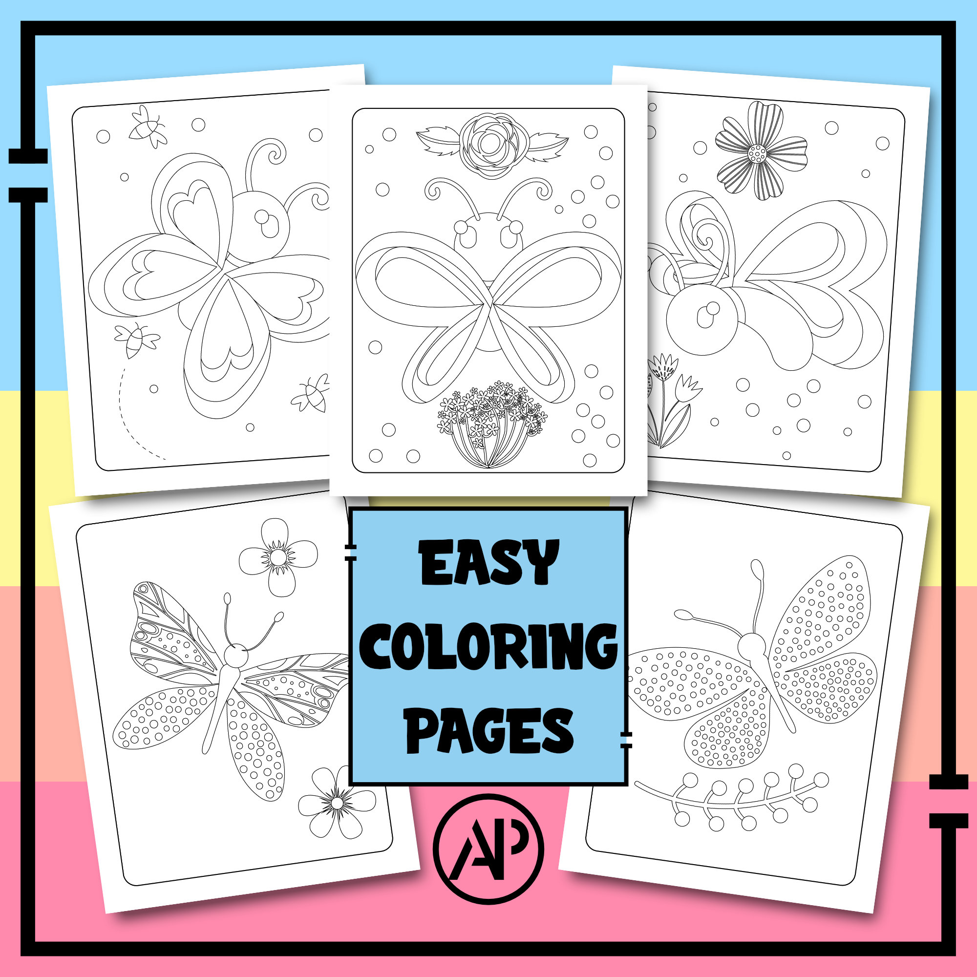30 Simple Butterfly Coloring Pages for Adults and Kids, Printable ...