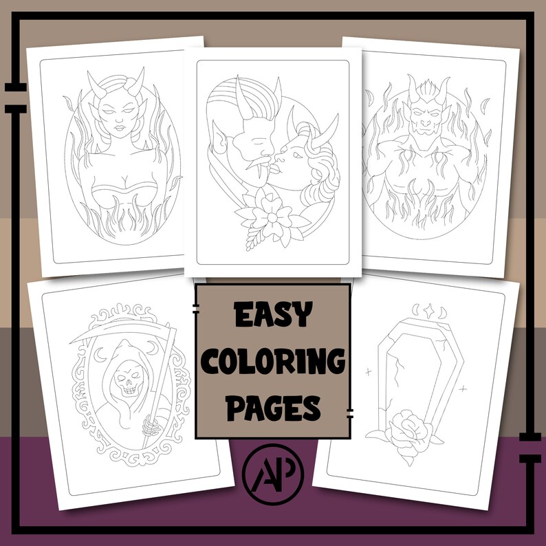 40 Cute and Creepy Coloring Pages for Adults, Printable Gothic Coloring ...