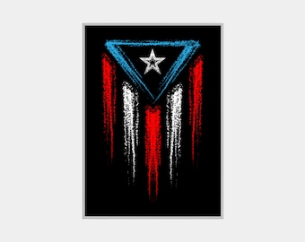 Puerto Rican Flag Wall Art Print, Puerto Rico Flag Wall Decor, Instant Download Printable Art, Boricua Digital Print