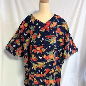 Silk Kimono Dress, Upcycled Japnese Kimono Dress, loose fitting- Up to 5L with a belt