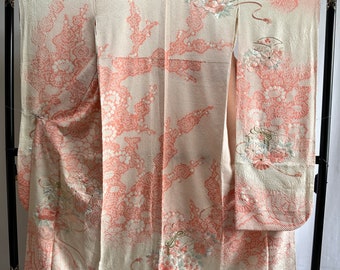 Vintage Japanse Zijden kimono - Furisode met prachtige motieven