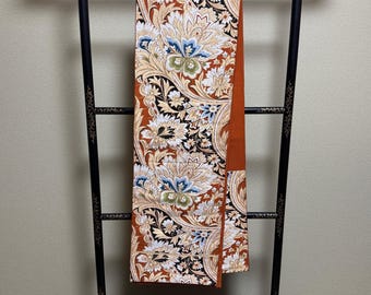 Y890 ヴィンテージ シルク 着物 袋帯 紺 金刺繍 / 唐織 三重塔 京都