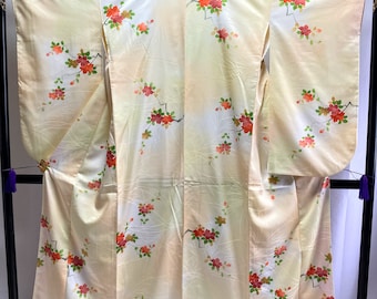 Vintage Japanese Kimono Furisode With Beautiful Flowers - Etsy