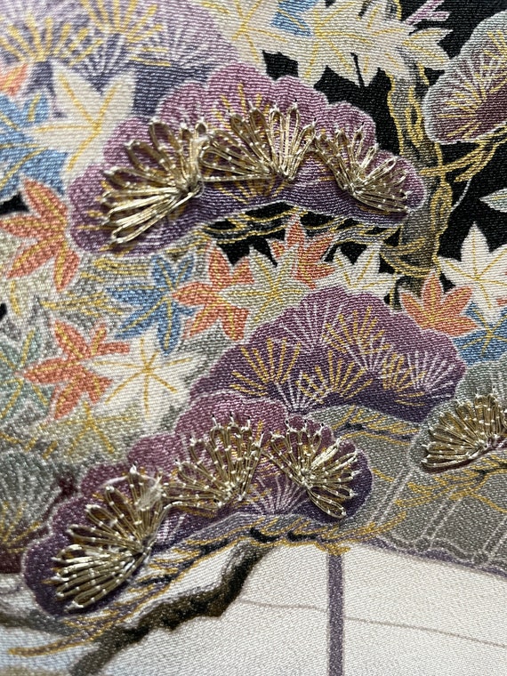 Vintage Japanese Silk kimono - Kuro tomesode with… - image 2