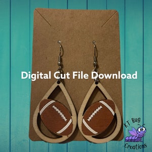 Football Earring Laser File | DIGITAL DOWNLOAD | Glowforge Tested Earring File | Football Teardrop Earring SVG