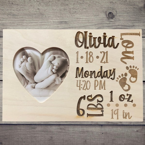 Birth Stats Photo Frame | Personalized Photo Frame | Picture Frame with Birth Stats | Newborn Gift