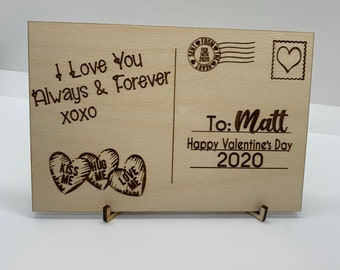 Personalized Wooden Postcard with Stand Valentine’s Gift