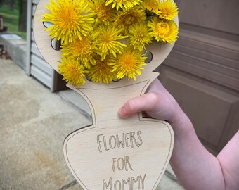 Bloemen voor mama bloemenhouder | Bloemen voor mama houten bloemenhouder | Knutselen voor kinderen | Cadeau voor moeder van Kids | Zelfgemaakt verfbord