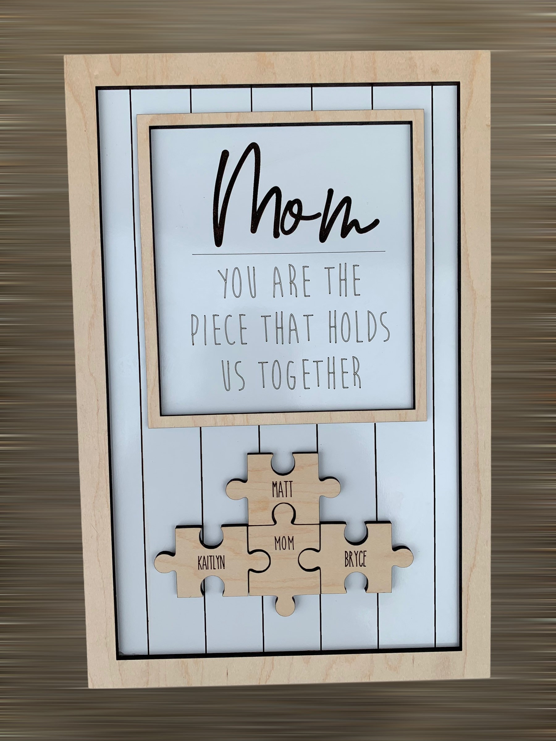 SDJMa Personalized Mom You are The Piece That Holds Us Together Puzzle Sign  , Personalized Wooden Art Craft, Happy Mothers Day Gift,Mother's Gifts For  From Daughter Son 