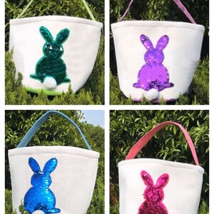 Personalized Easter Basket | Reusable Easter Basket with Name | Easter Basket for Kids with Name | Sequin Easter Bunny Basket