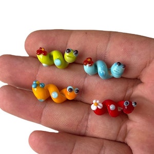 13x22mm Glass Murano Worm Beads, Lampwork Beads, Murano Beads, Handblown Worm Beads, Beads, DIY Bracelet Handmade Bead, Colourful Worm,