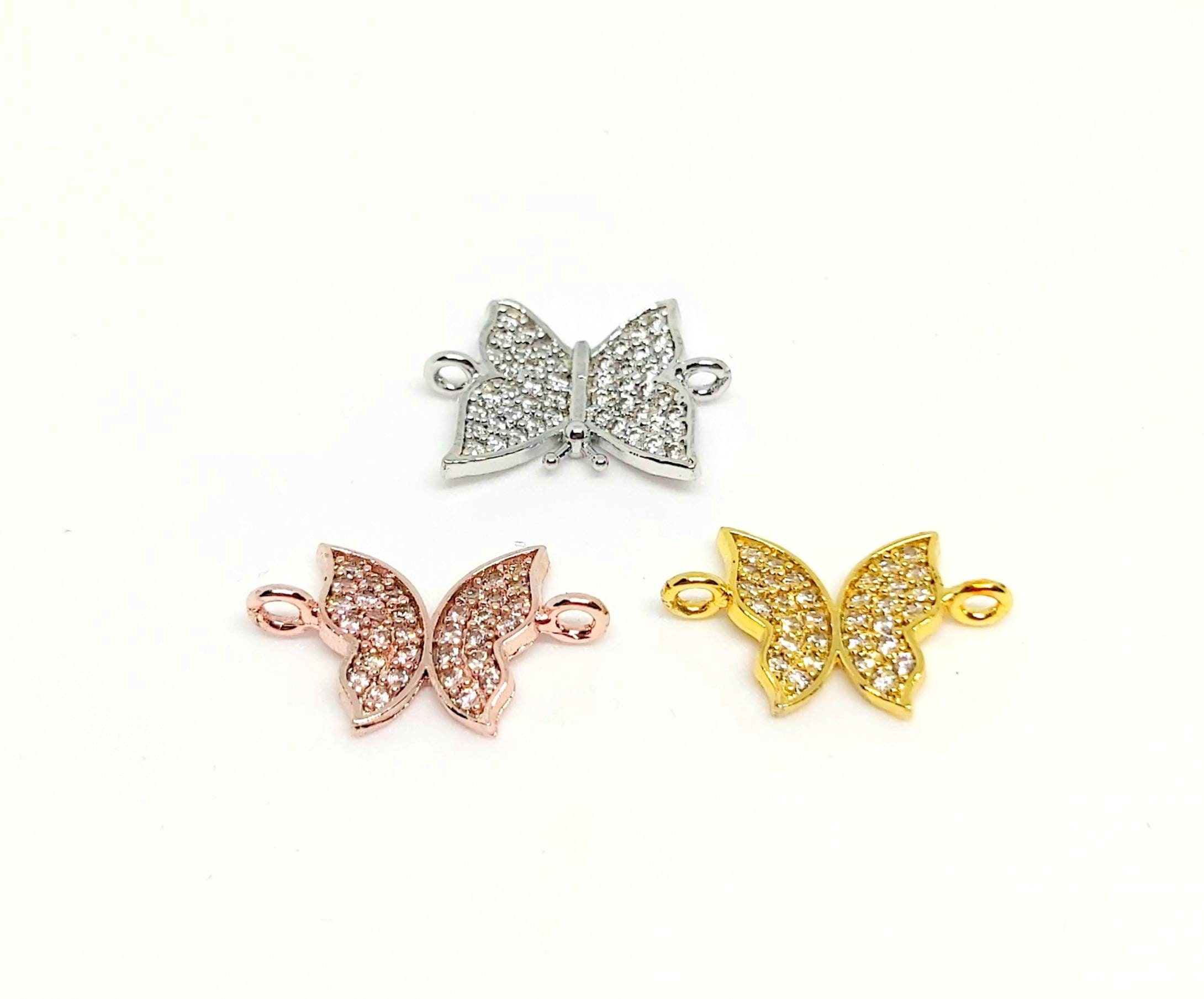 Zircon Pave Butterfly Zircon Charms Butterfly Charms | Etsy