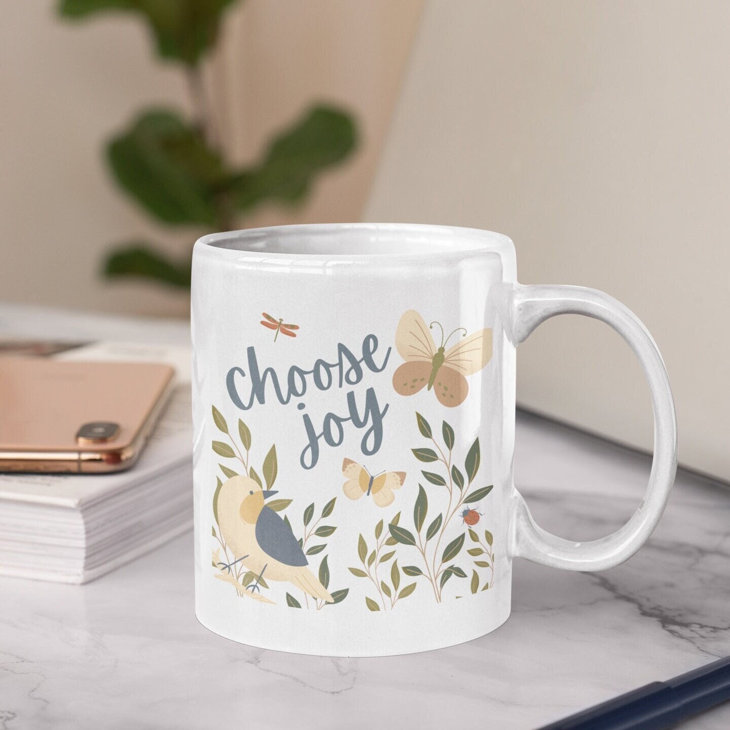Today I Will Choose Joy Positive Message Encouraging Cute Mug for Women  Floral Design Blue/White Cer…See more Today I Will Choose Joy Positive  Message