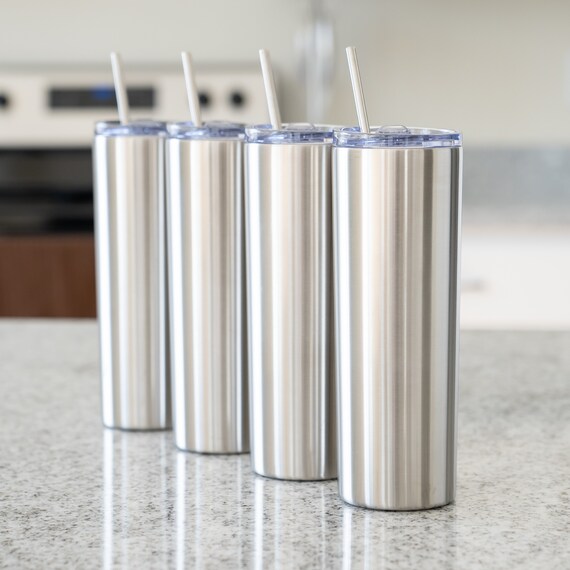 6 Pack Skinny Travel Tumblers, Stainless Steel Skinny Tumblers with Lid Straw, Double Wall Insulated Tumblers, 20 oz Slim Water Tumbler Cup, Vacuum