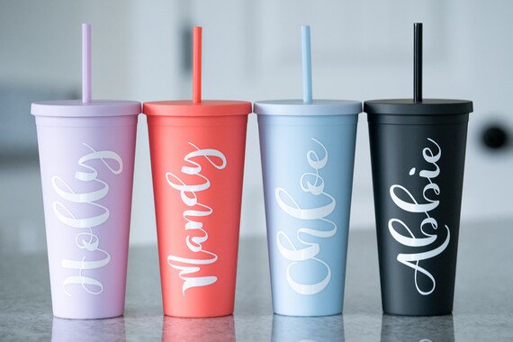 Tumblers with Lids and Straws, 22oz Double Wall Plastic Tumblers