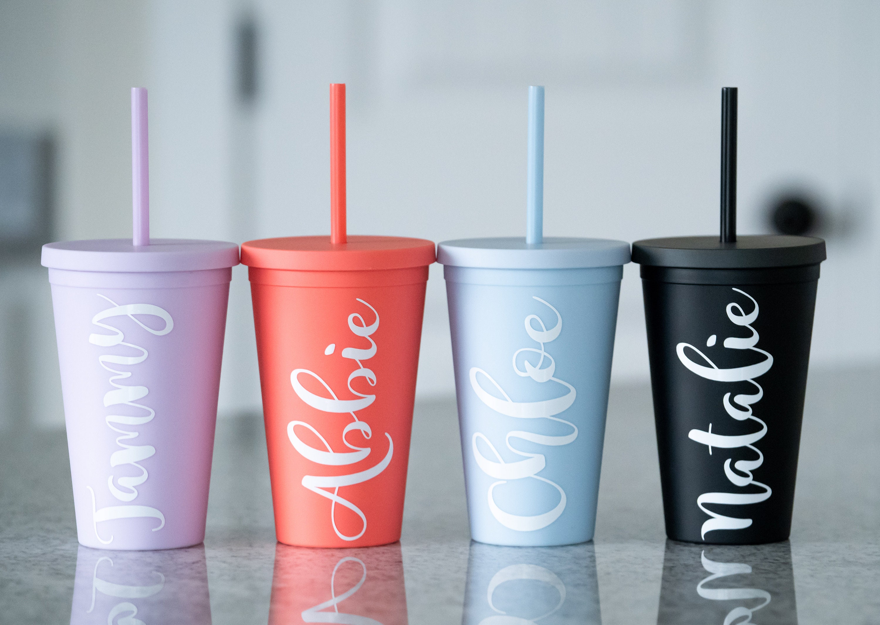 Tumblers with Lids (12 Pack) 16oz Colored Acrylic Cups with Lids and Straws | Double Wall Matte Plastic Bulk Tumblers with Free Straw Cleaner! Vinyl