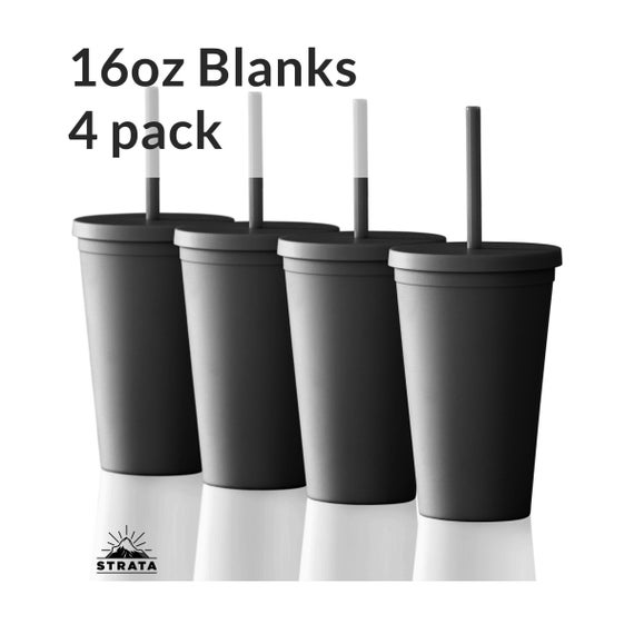 4 Black Tumblers 16oz Grande Colored Acrylic Matte Plastic Etsy