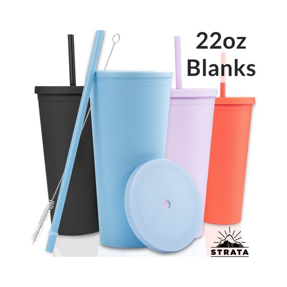 Wholesale Blank Tumblers 4 Pack 22oz Colored Pastel Acrylic Matte Plastic  Cups in Bulk With Lids and Straws W Cleaning Brush Included 