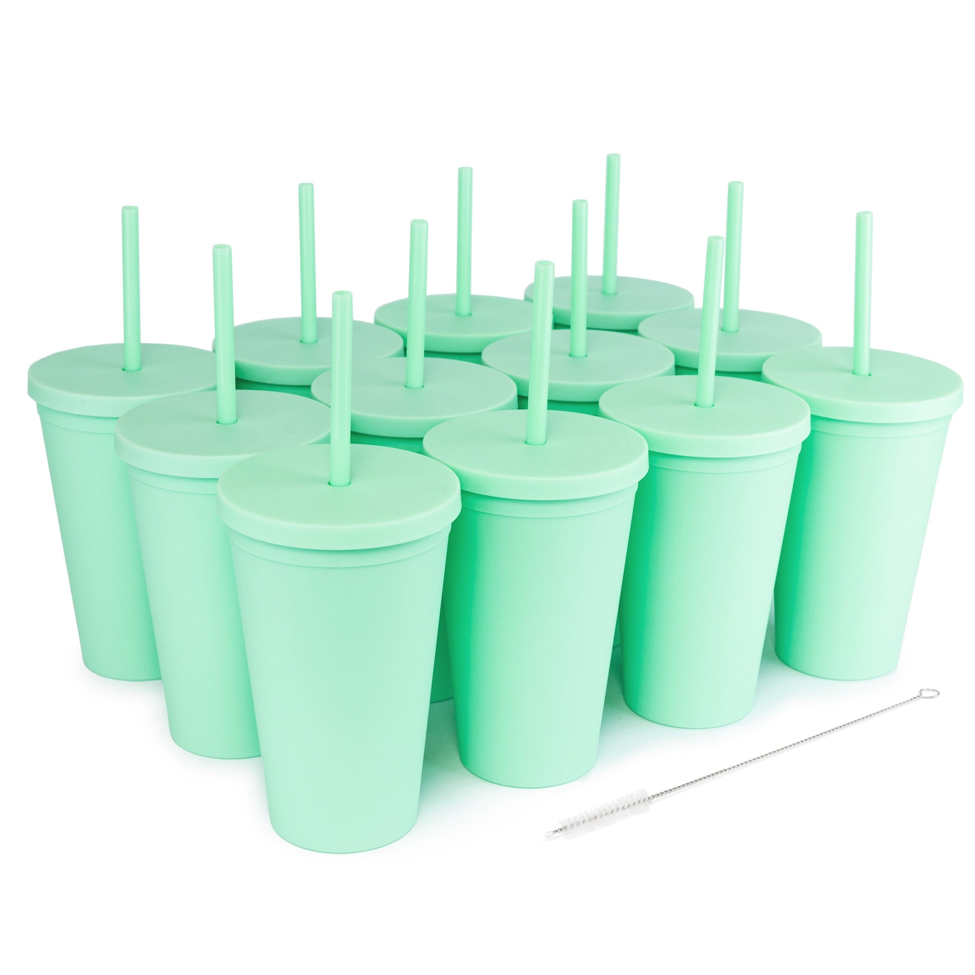 Wholesale Blank Tumblers 8 Pack 22oz Colored Pastel Acrylic Matte Plastic  Cups in Bulk With Lids and Straws W Cleaning Brush Included 