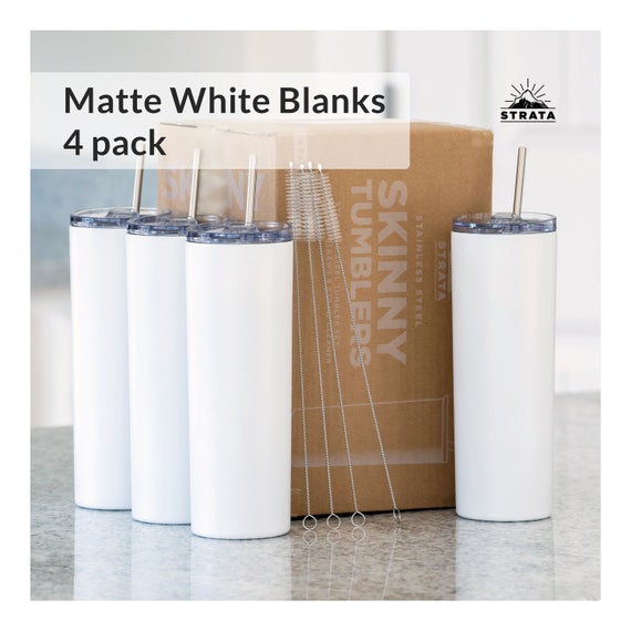 Matte White Stainless Steel SKINNY TUMBLERS 4 Pack 20oz Double