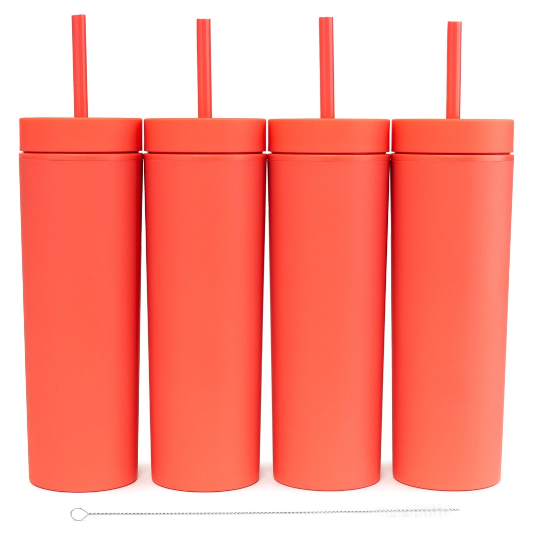 Blank Skinny Tumblers 16oz Colored Pastel Acrylic Matte Plastic Cups in