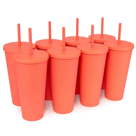 Tumblers with Lids and Straws.22 oz Pastel Colored Plastic Acrylic