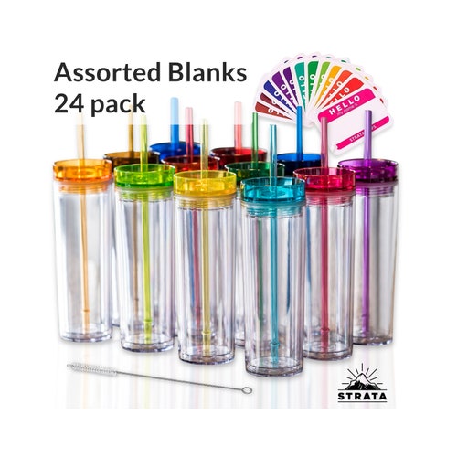 Blank SKINNY TUMBLERS 12 Pack Colored 16oz Bulk Acrylic Etsy