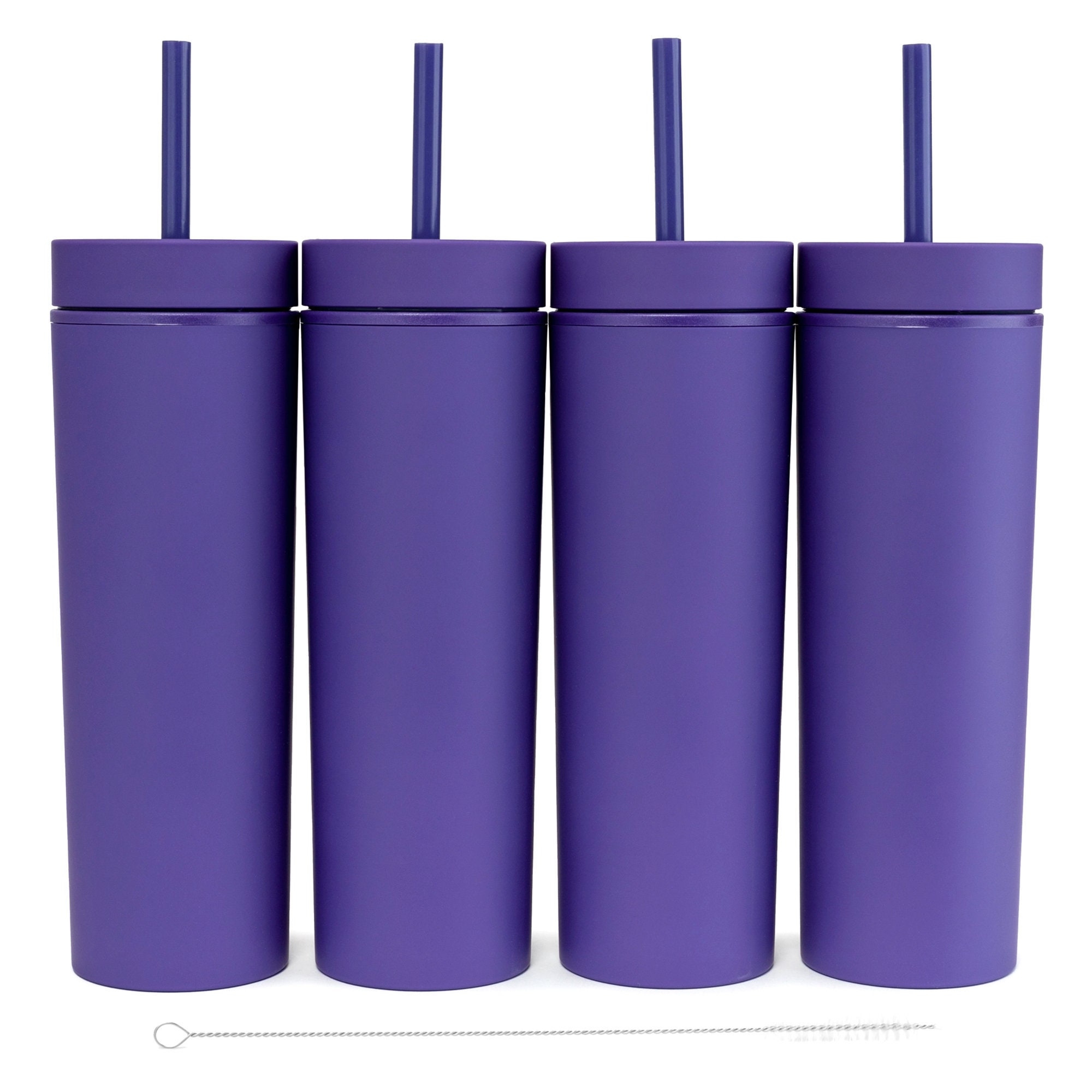 Tumblers with Lids (12 Pack) 16oz Colored Acrylic Cups with Lids and Straws | Double Wall Matte Plastic Bulk Tumblers with Free Straw Cleaner! Vinyl