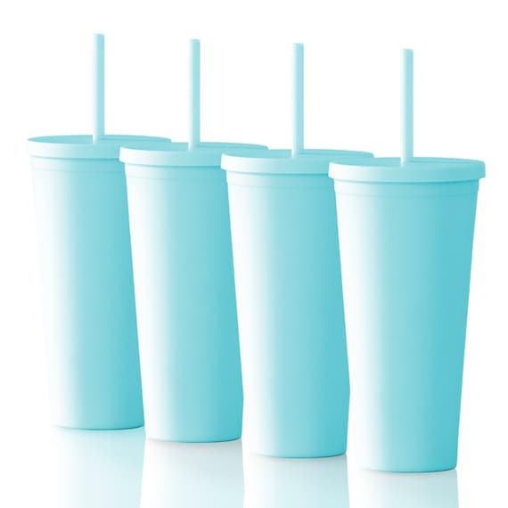 4 Blank Tumblers Venti 22oz Colored Pastel Acrylic Matte Plastic Cups in  Bulk With Lids and Straws for DIY, Wholesale sky Blue 