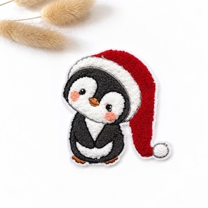 Chenille Patch: Santa Penguin | 11x10cm
