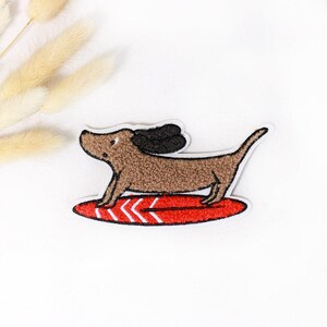 Chenille Patch: Dackel at the Beach - Surfer | 6x11cm