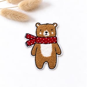 Chenille Patch: Winter-Bärchen Punkte | 12x10cm