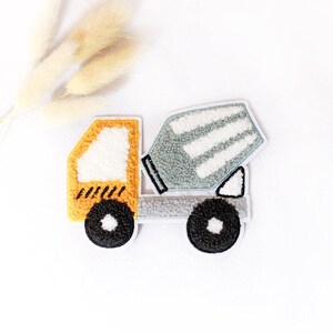 Chenille Patch: Baustellengetümmel Betonmischer gelb | 8x11cm