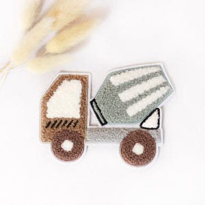 Chenille Patch: Baustellengetümmel Betonmischer teal | 8x11cm
