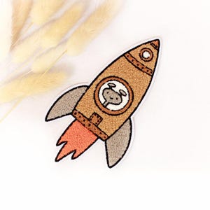Chenille patch: Universum aarde - Raket | 14x7,5 cm