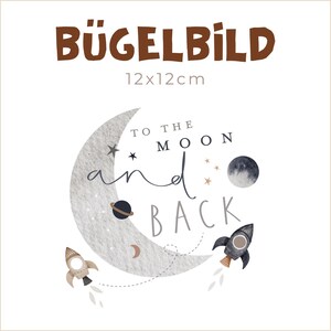 Bügelbild To the moon and back Mond | 12x12cm