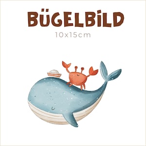 Transfert thermocollant Baleine et Crabe | 10 x 15 cm