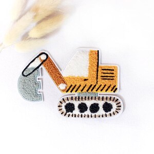 Chenille Patch: Baustellengetümmel Bagger gelb | 8x12cm